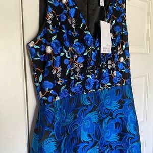 Chic Blue Abstract Floral formal Dress